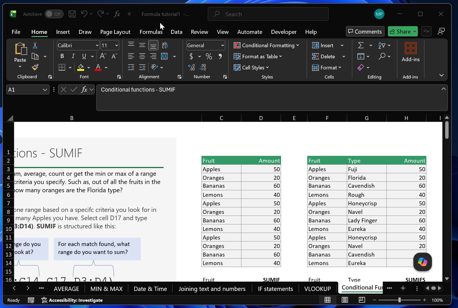 Nút nổi Copilot trong Excel