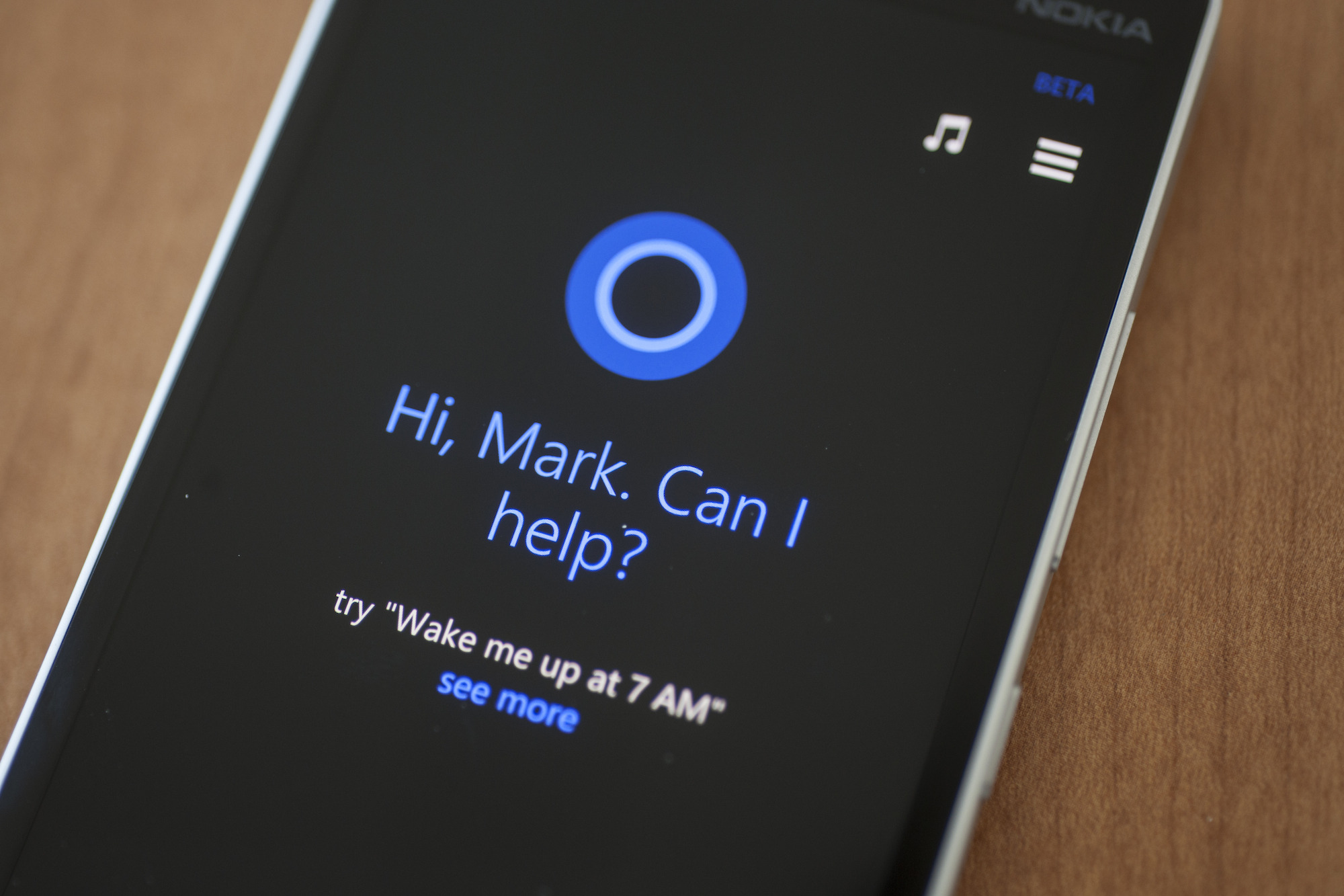 Cortana main screen in Windows Phone 8.1 Source: Michael Homnick