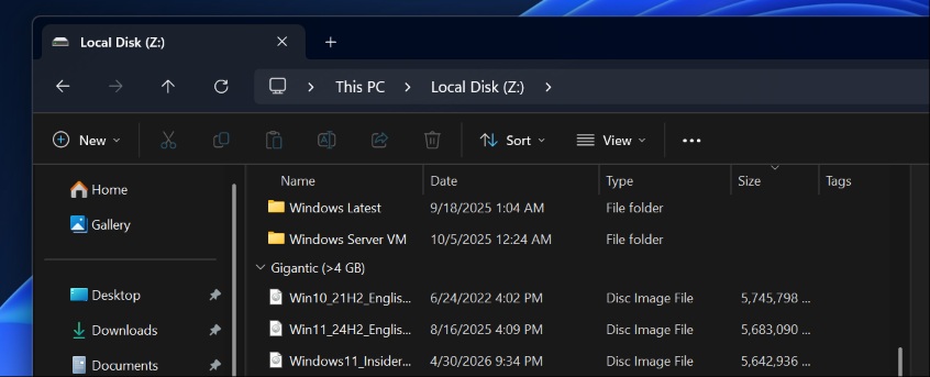 Chế độ xem chi tiết hiện tại của File Explorer hiển thị mọi thứ ở định dạng KB