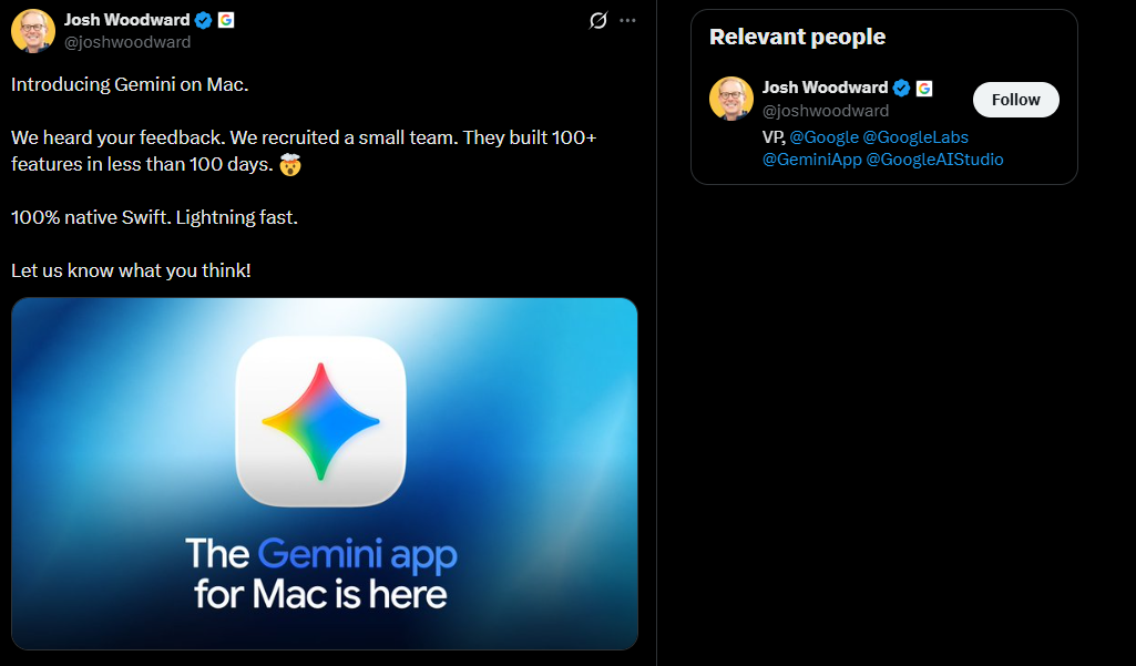 Gemini native mac app launch