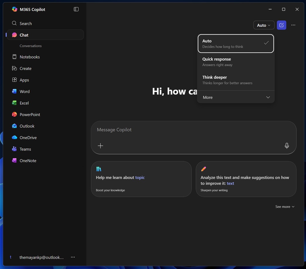 Ứng dụng Microsoft 365 Copilot trên Windows 11