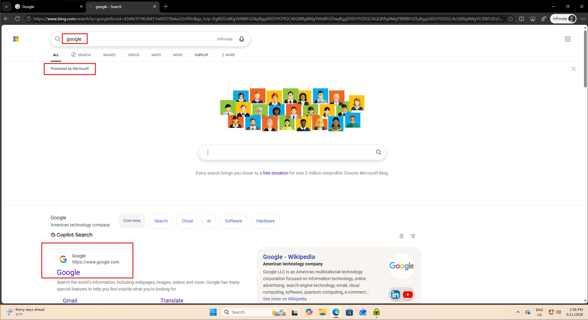Microsoft vẫn cố giả mạo Google trên Bing