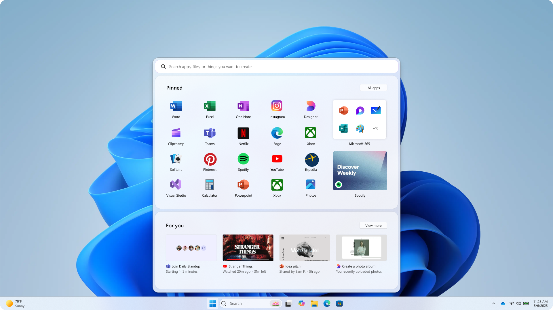 Nguyên mẫu menu bắt đầu số 2 của Microsoft