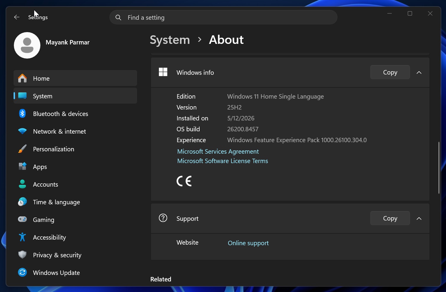 Bản dựng Windows 11 26200.8457