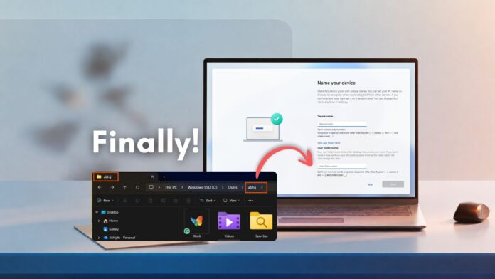 Windows 11 cuối cùng cũng cung cấp cho người dùng quyền kiểm soát tên thư mục người dùng mặc định của họ trong quá trình thiết lập.
