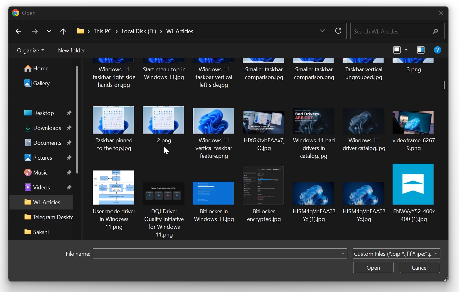 Hộp thoại tệp chung của Windows