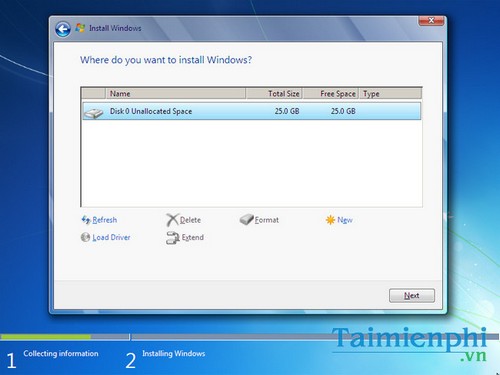 cach tao phan vung khi cai windows 7