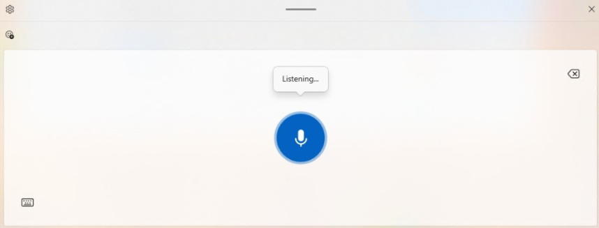 dictation overlay appearing when the dictation key is pressed
