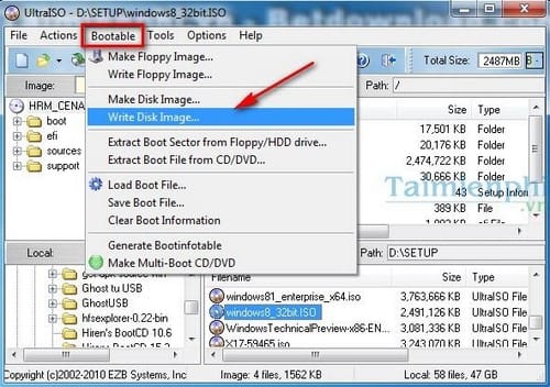 tao usb cai win 8 voi UltraISO