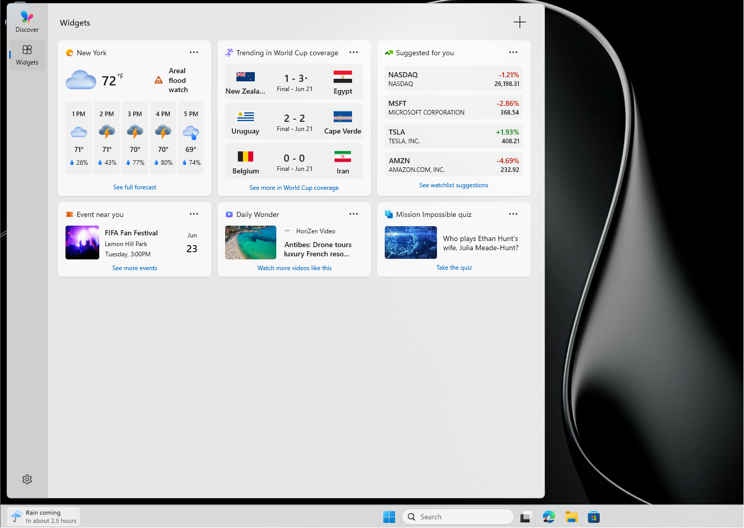 Widget sạch hơn trong Windows 11