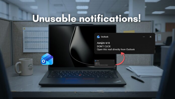 Việc nhấp vào thông báo Outlook sẽ mất nhiều thời gian hơn để tải email so với việc bạn mở ứng dụng và tìm thư trực tiếp