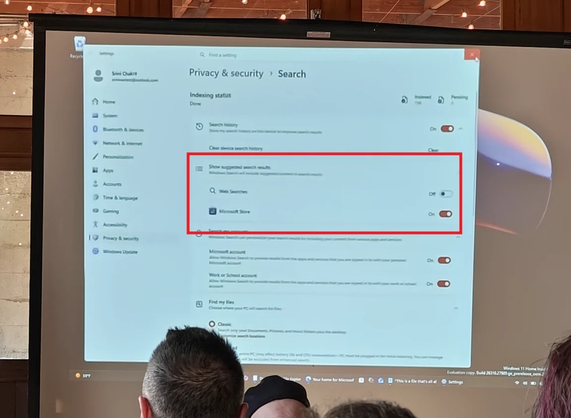 Vô hiệu hóa web trong Windows Search