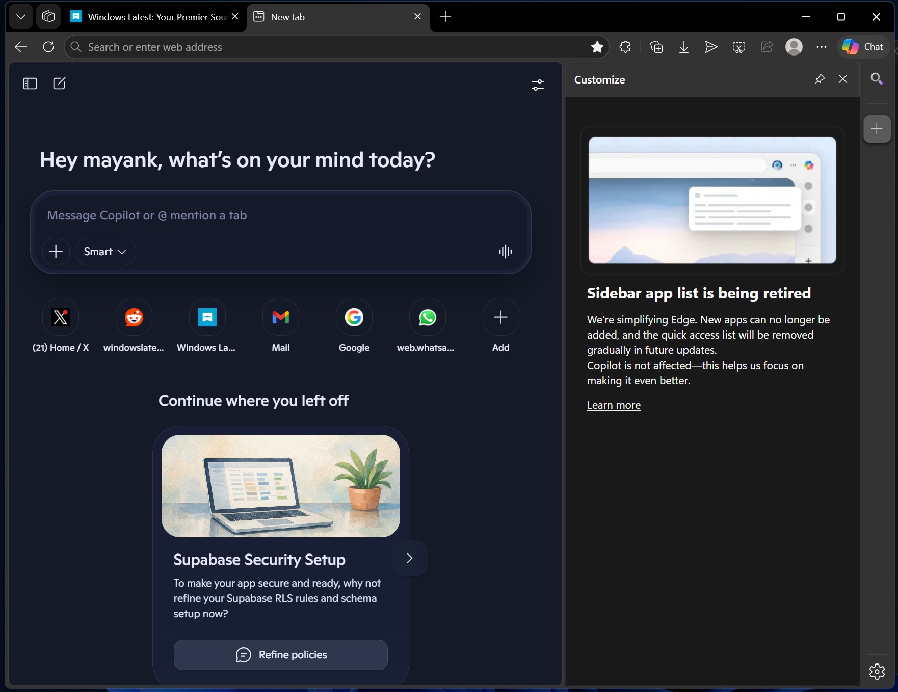 Thanh bên Microsoft Edge