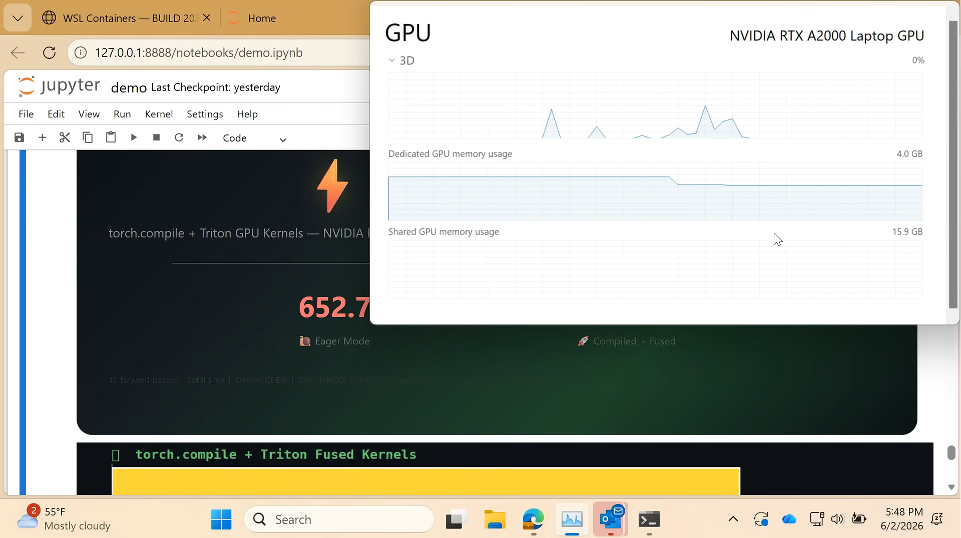 GPU đang được sử dụng cho WSL Container