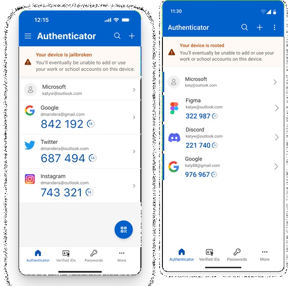 Cảnh báo Microsoft Authenticator khi root hoặc jailbreak