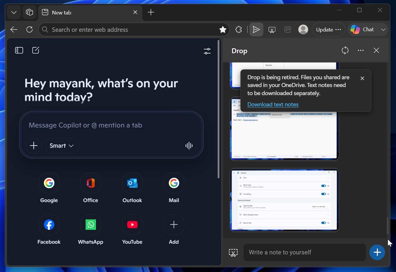 Ngừng sử dụng tính năng Microsoft Edge Drop