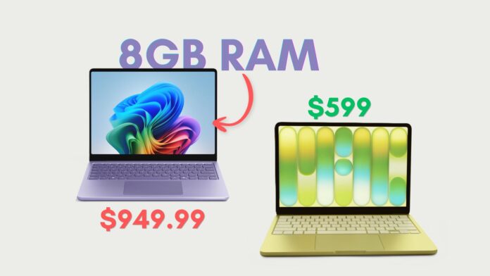 Microsoft Surface Laptop 13 và Surface Pro 12 quá đắt khi được trang bị RAM 8GB