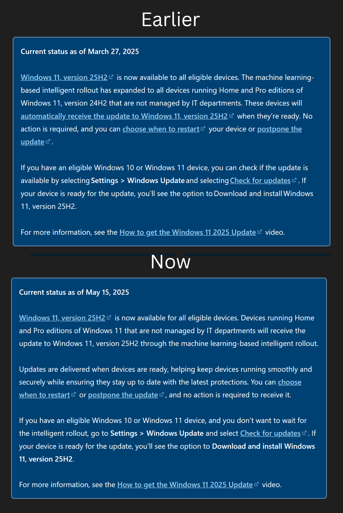 Microsoft thay đổi cách diễn đạt của họ về Windows 11 25H2
