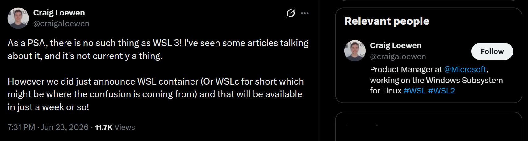 Microsoft xác nhận WSL 3 không tồn tại
