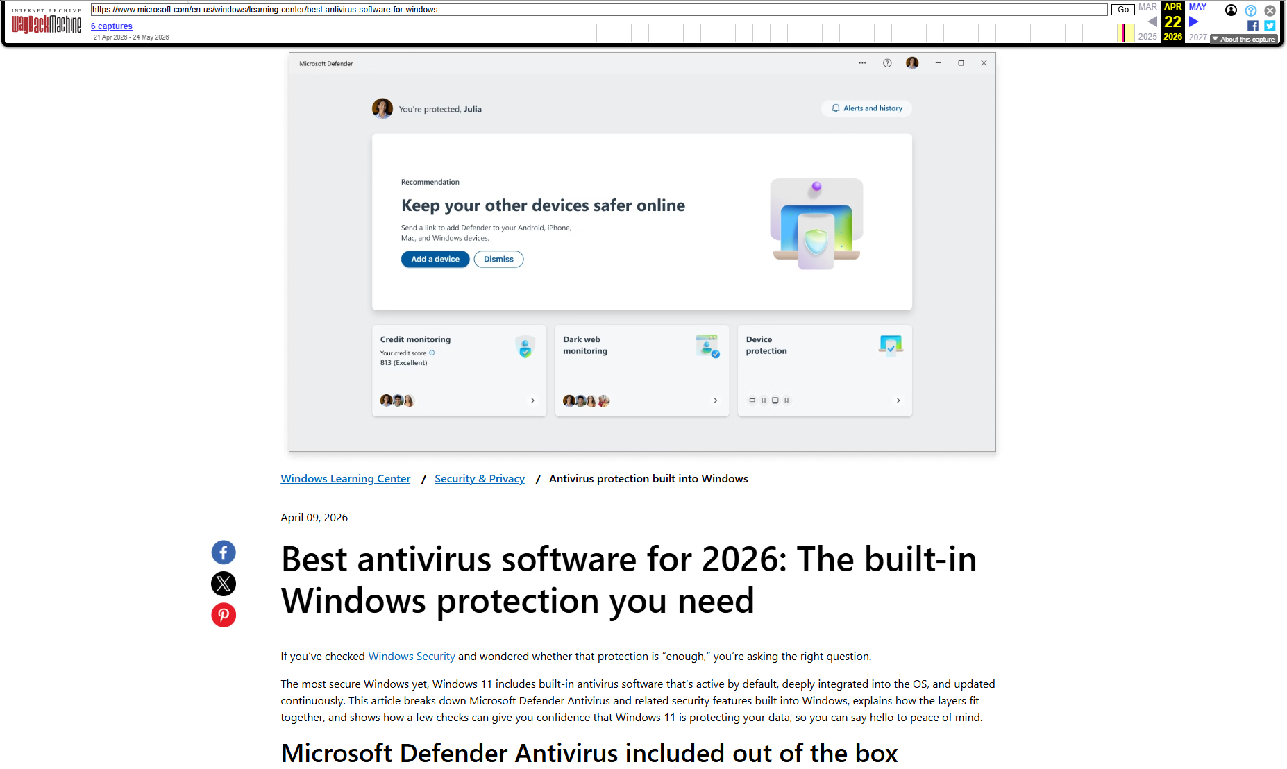 Blog của Microsoft bị xóa về phần mềm diệt virus tốt nhất cho năm 2026