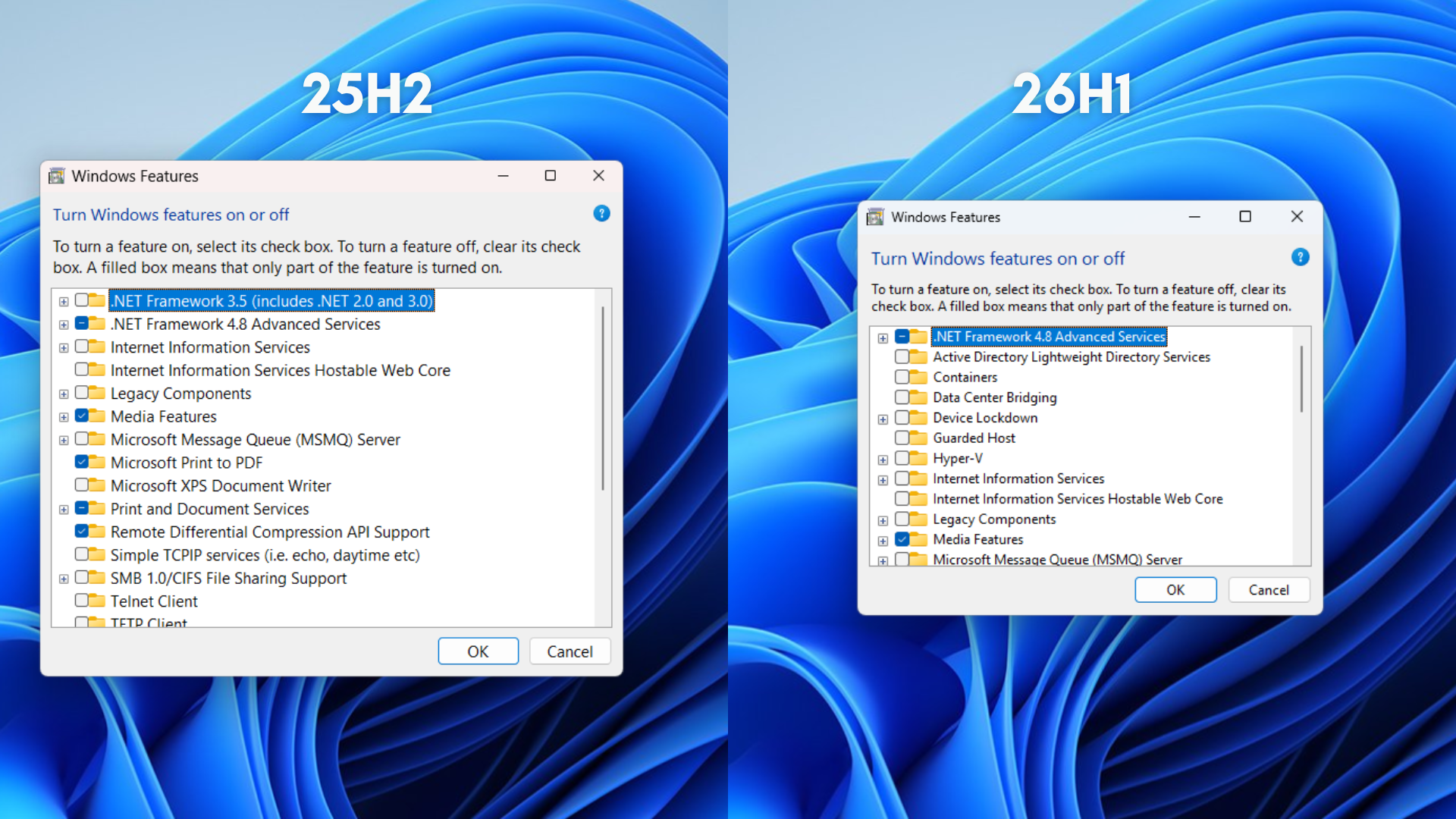 .NET Framework 3.5 không có sẵn trong Windows 11 26H1