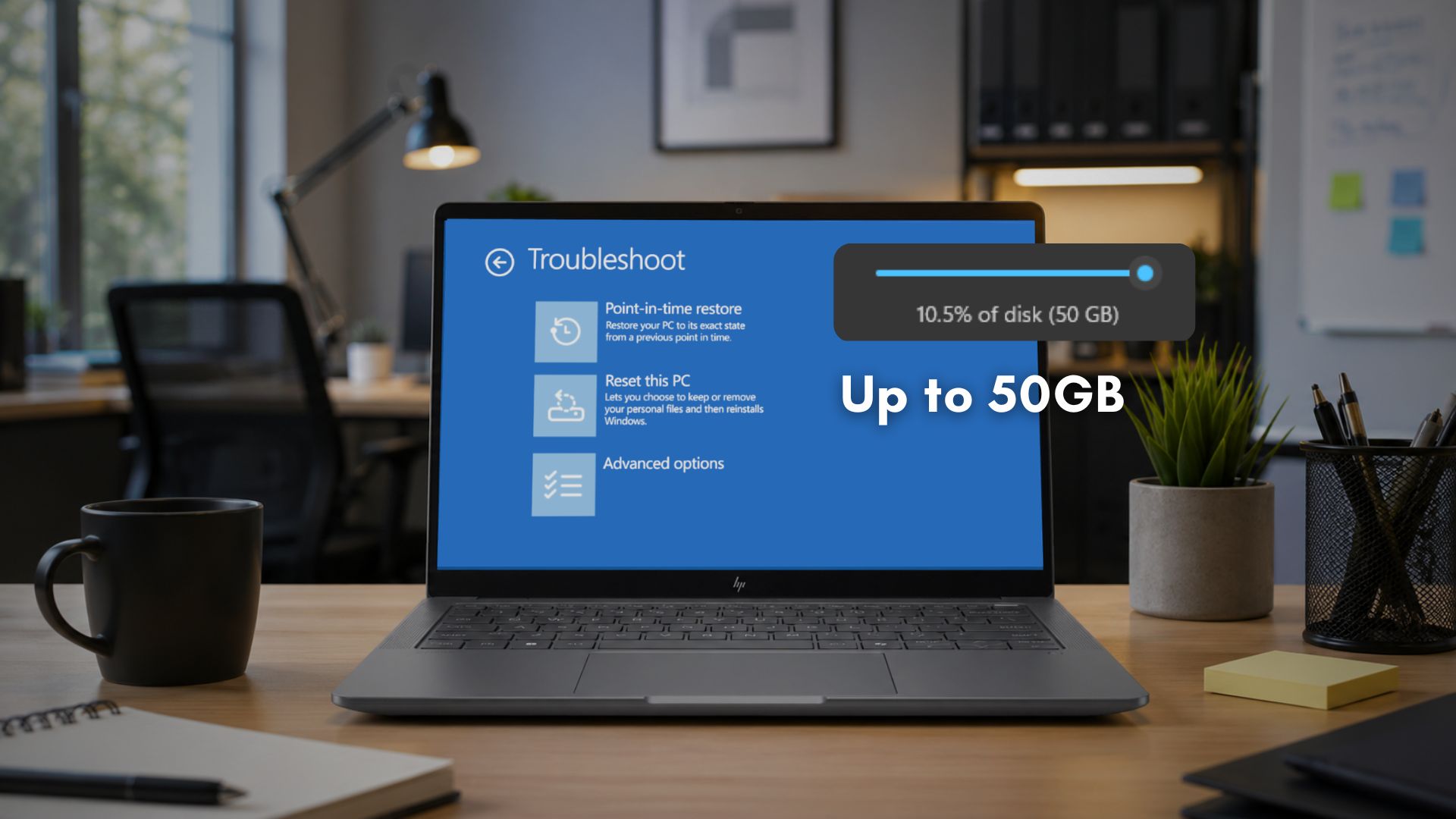 Khôi phục tại thời điểm có thể sử dụng tới 50GB để khôi phục PC của bạn