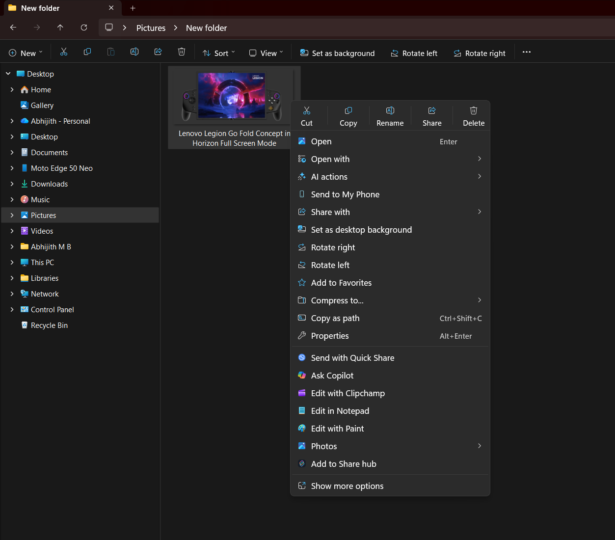 Nhấp chuột phải vào menu ngữ cảnh trong File Explorer