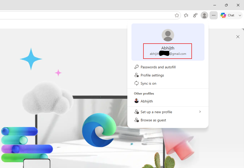 Đã đăng nhập vào Microsoft Edge bằng tài khoản Google