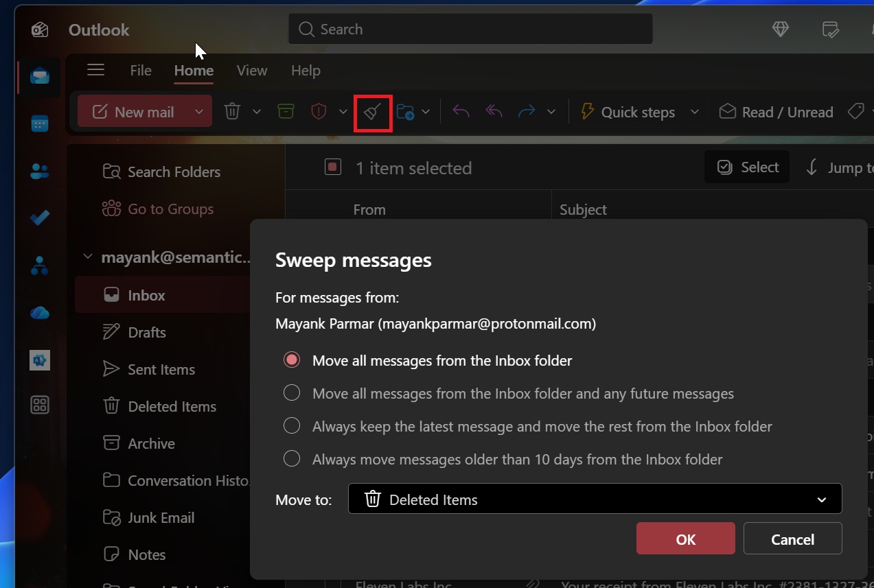Tính năng quét trong Outlook mới