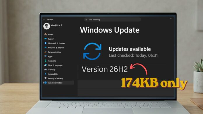 Bản cập nhật phiên bản Windows 11 khủng 2026 chỉ 174KB