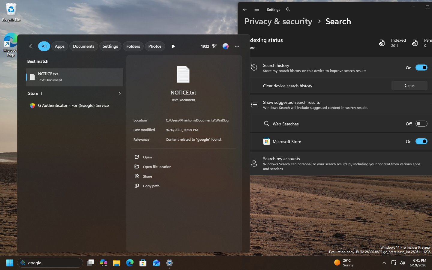 Tắt kết quả tìm kiếm trên web trong Windows Search