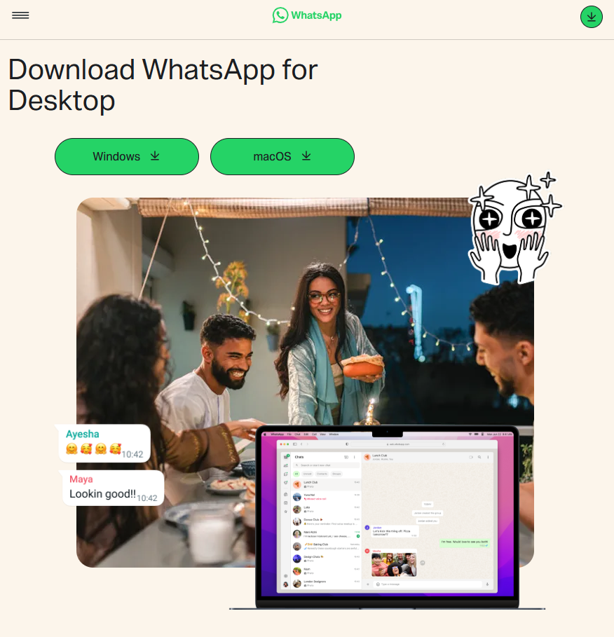 WhatsApp official page to download desktop app shows MacBook even though Mac users use App Store