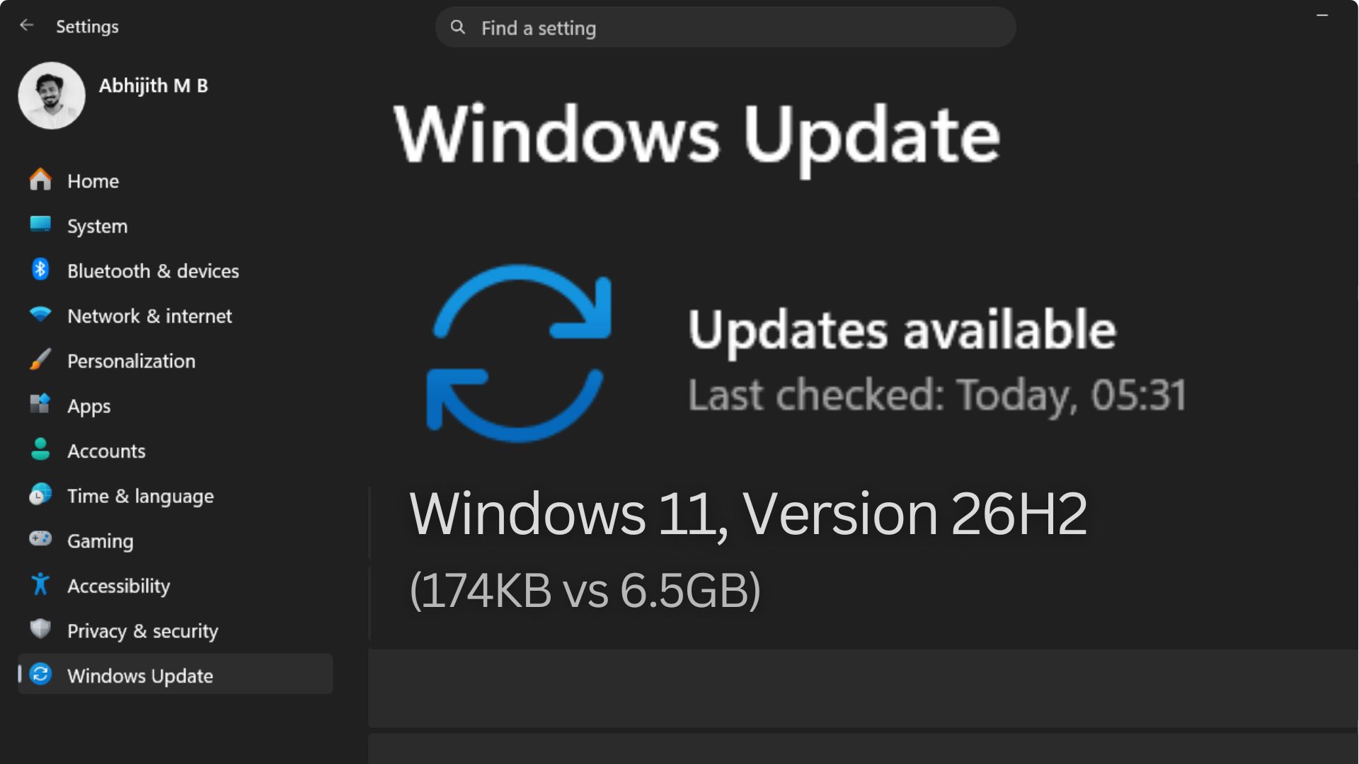Windows 11 26H2 là gói hỗ trợ 174KB chỉ dành cho các thiết bị trên 24H2 và 25H2