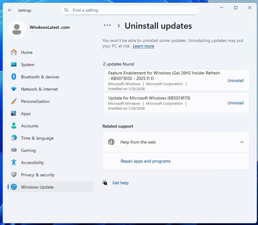 Bản cập nhật Windows 11 26H2