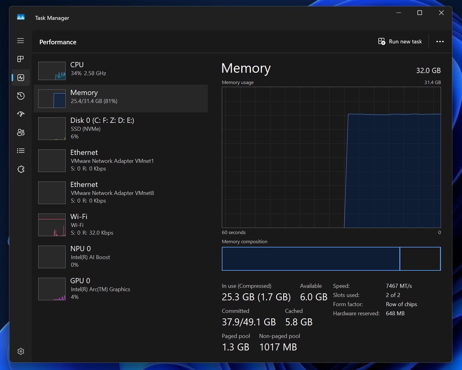 Windows 11 RAM 32GB