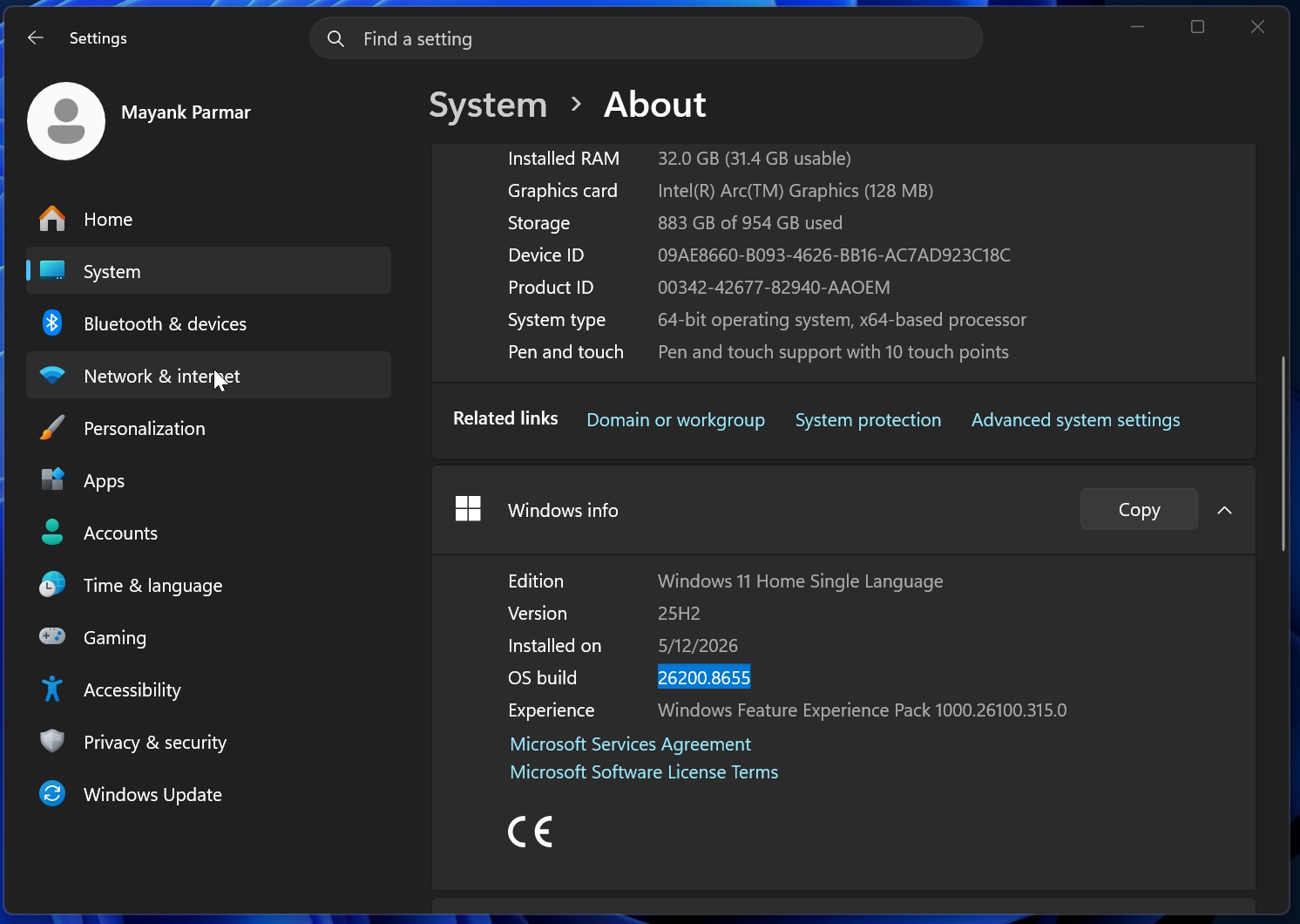 Bản dựng Windows 11 26200.8655