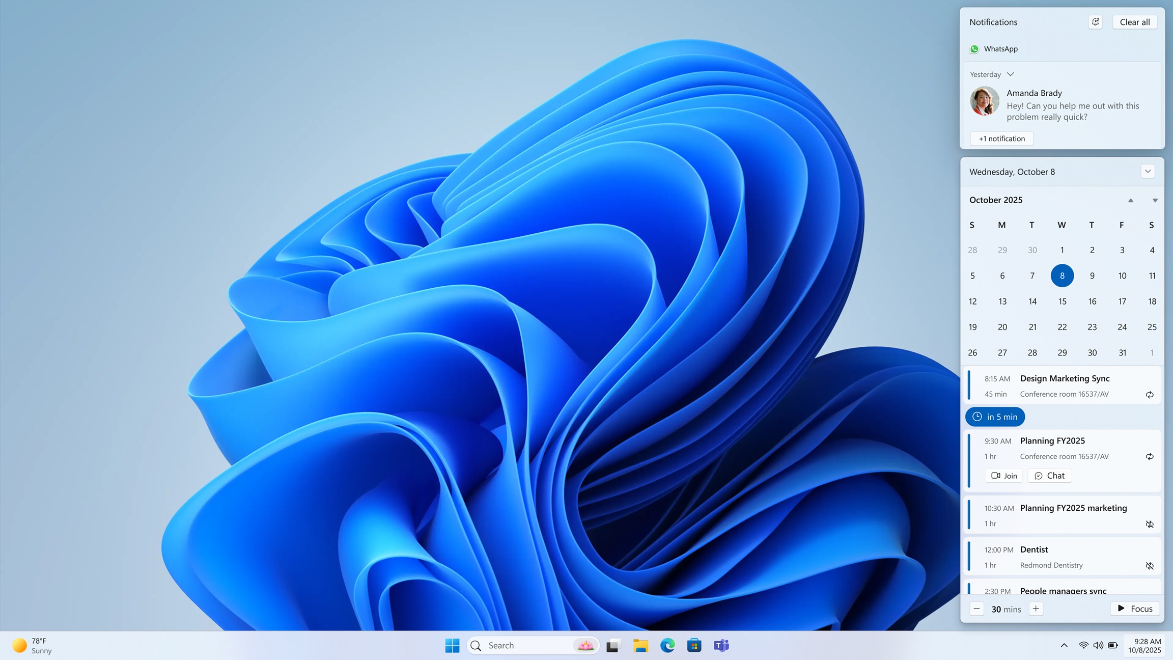Windows 11 Calendar Agenda View in Notification Center