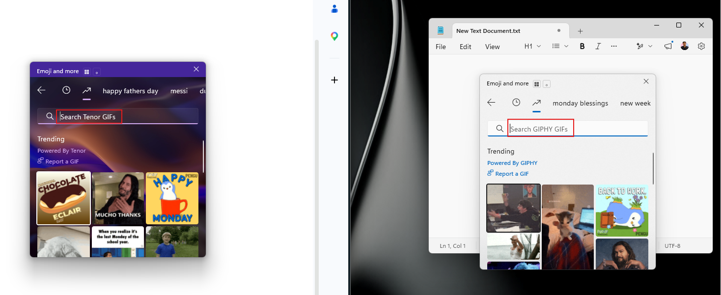 Bộ chọn biểu tượng cảm xúc của Windows 11 đang chuyển từ Tenor sang GIPHY