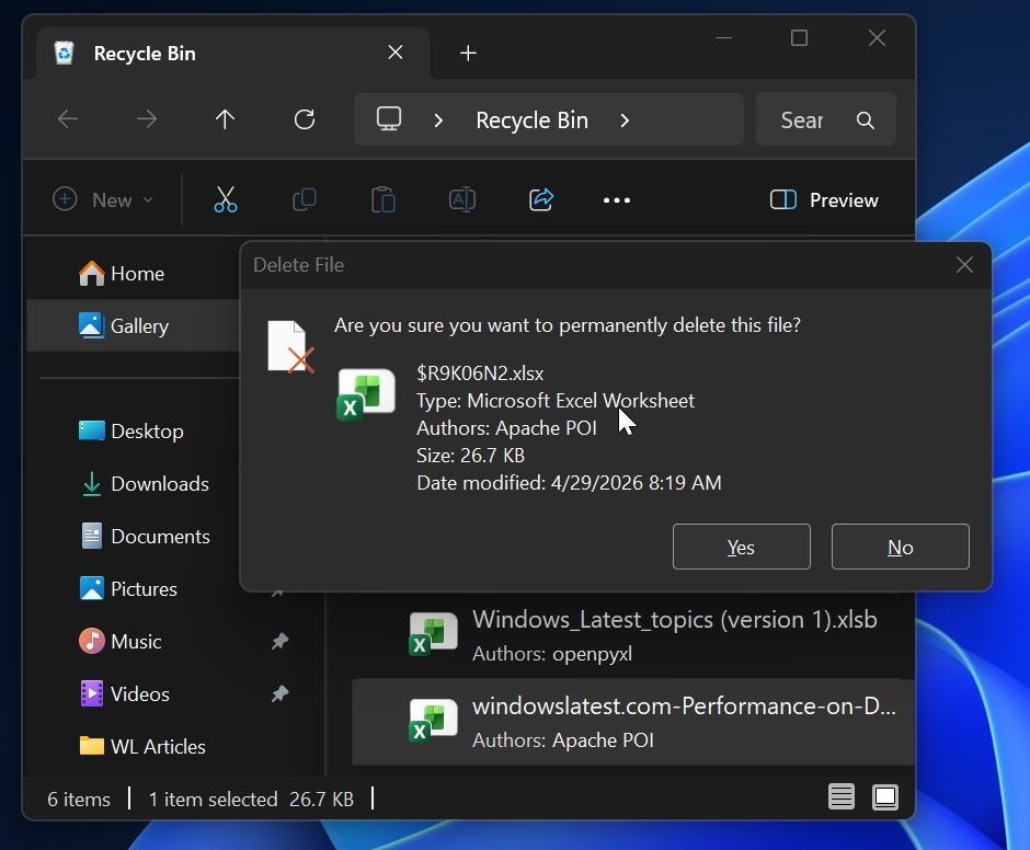 Thùng rác Windows 11