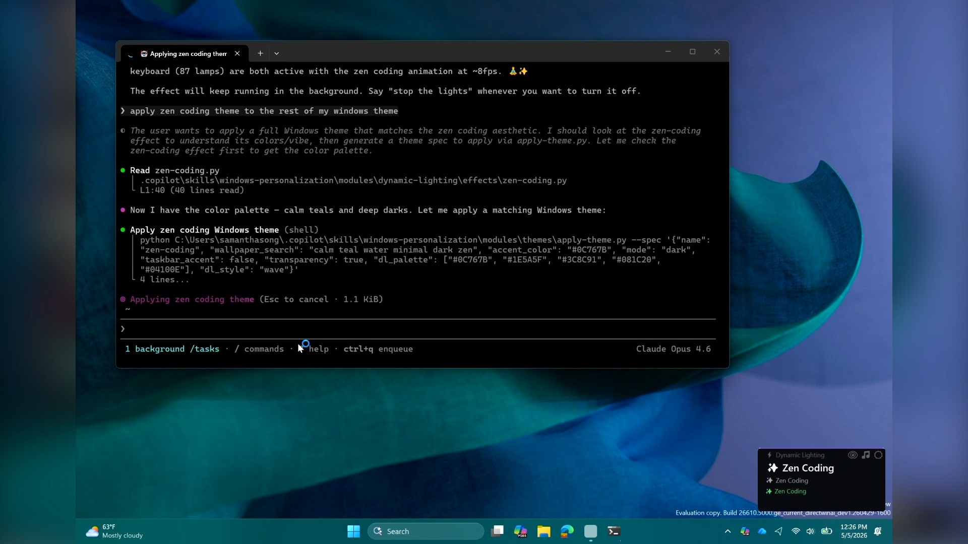 Đã áp dụng chủ đề tác nhân Windows 11