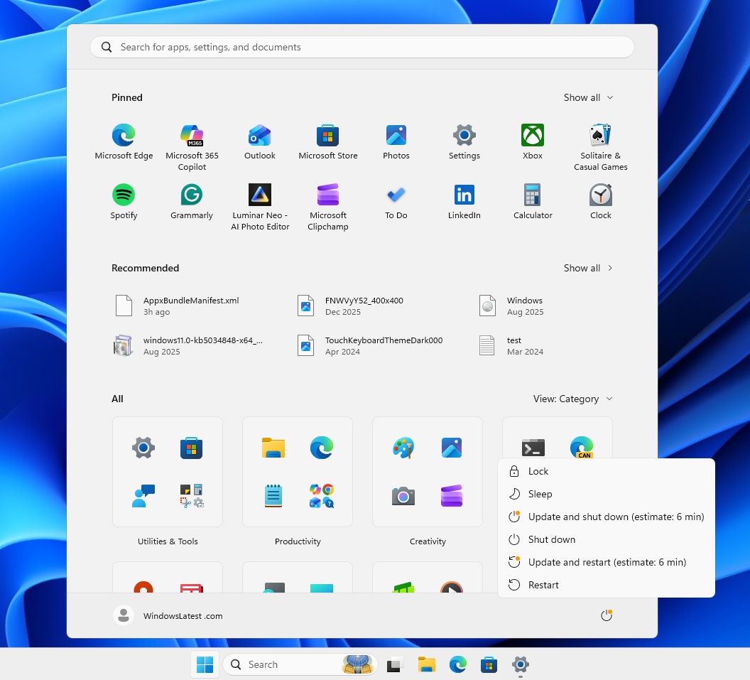 Tùy chọn cập nhật Windows