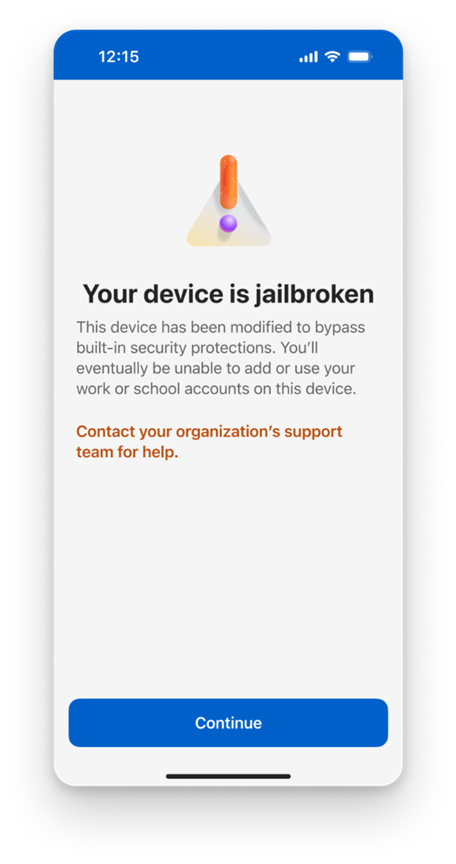 Thiết bị của bạn đã được jailbreak trong Microsoft Authenticator