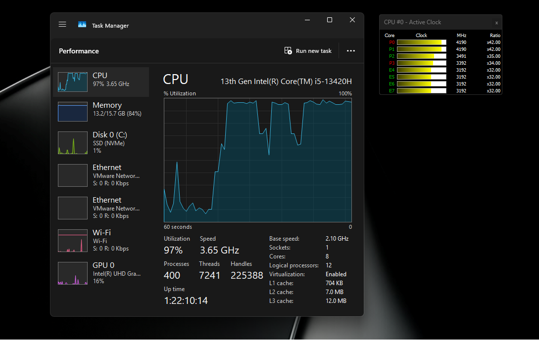 high CPU Utilization and high CPU Speed during Stress test
