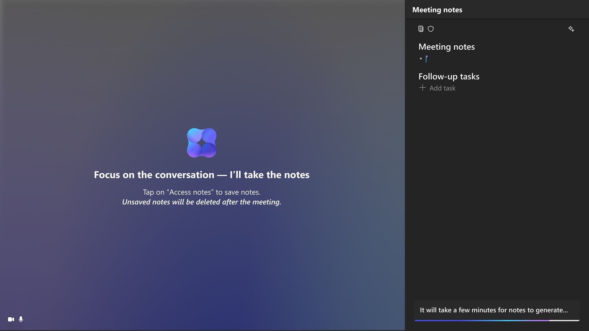 Ghi chú AI trong Phòng Microsoft Teams