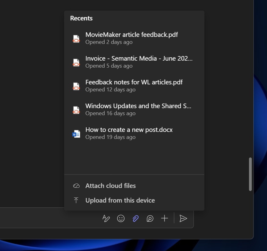 Đính kèm tệp đám mây trong Microsoft Teams