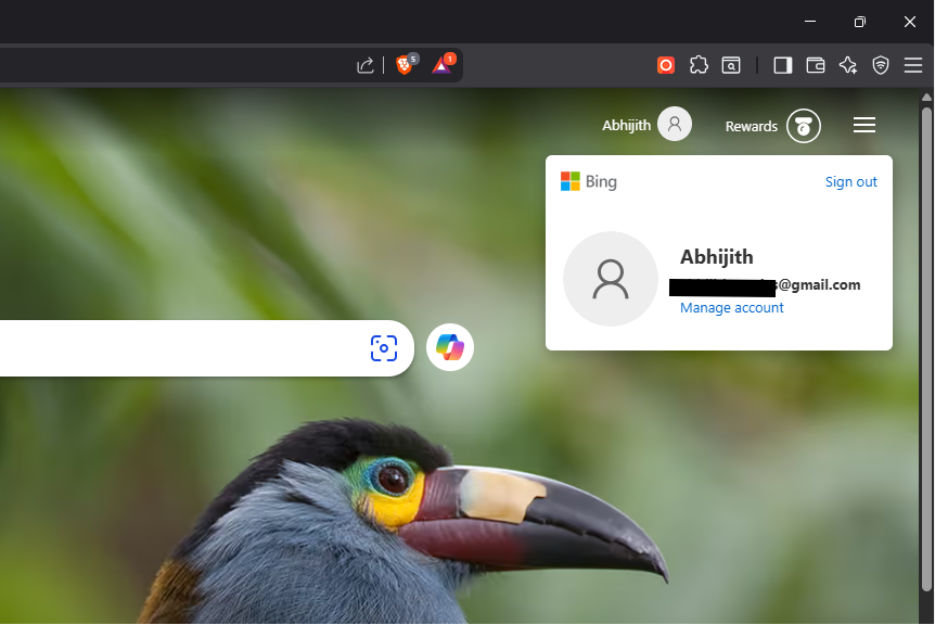 Bing với tài khoản Google