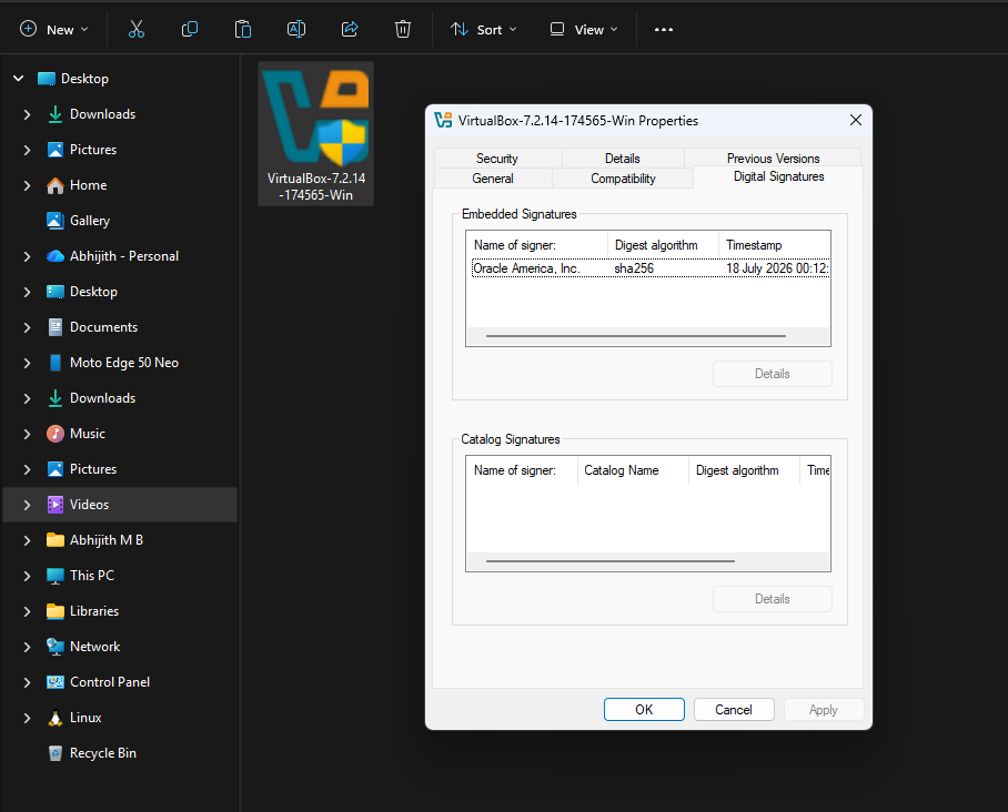 Kiểm tra chữ ký số của file exe