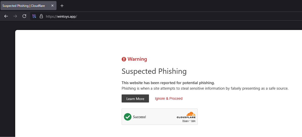 Cloudflare đánh dấu trang web giả mạo Wintools là nghi ngờ lừa đảo