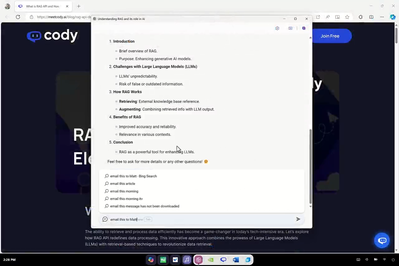 Hệ điều hành Copilot gửi email