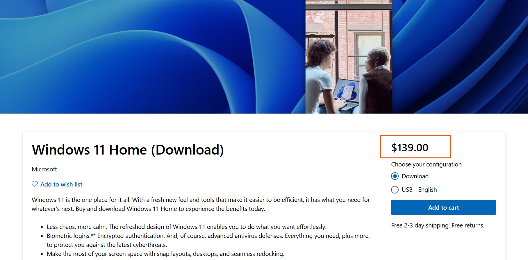 Giá của phiên bản Windows 11 Home